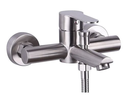 Silver Lustre Stainless Steel Faucet Kamar Mandi Panas Dingin Kontemporer