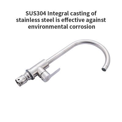 Keran Wastafel Stainless Steel Poles Kontemporer Kawat Menggambar Faucet Dapur Stainless