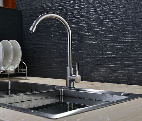 Mixer Baskom Tuas Tunggal yang Dipoles Disikat Stainless Steel Keran Baskom Air Dingin Tunggal