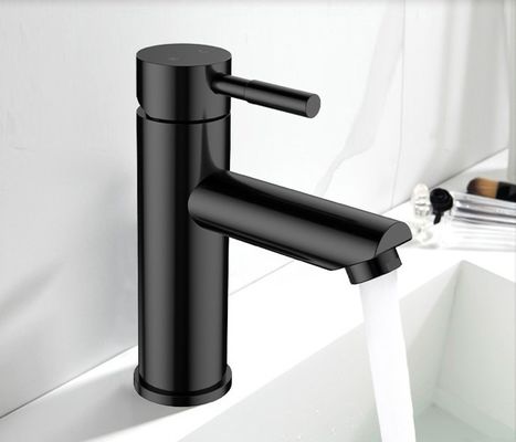 Faucet Wastafel Baja Tahan Karat Hitam Bebas Timah Logo Kustom Tahan Aus