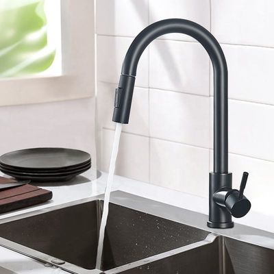 Faucet Dapur Baja Tahan Karat Hitam Logo Laser