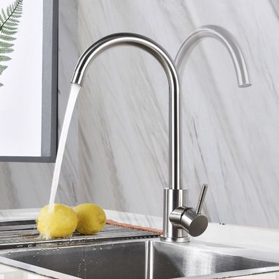 OEM 304 Keran Wastafel Dapur Pegangan Tunggal Keran Air Panas Dingin Bebas Timbal