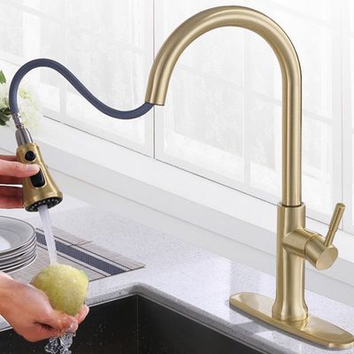 Brushed Gold SUS304 Mixer Air Panas Dan Dingin 36O Derajat Rotary Basin Faucet