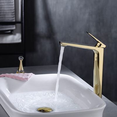 Modern Sanitary Gold Keran Wastafel Panas Dan Dingin Pegangan Tunggal