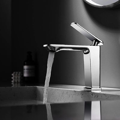 Hotel Apartment Hot And Cold Basin Mixer 0.3-0.6um Chrome Plating