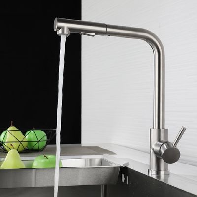 Faucet Pencuci Piring Stainless Steel Disikat Deck Mounted Single Hole Tap